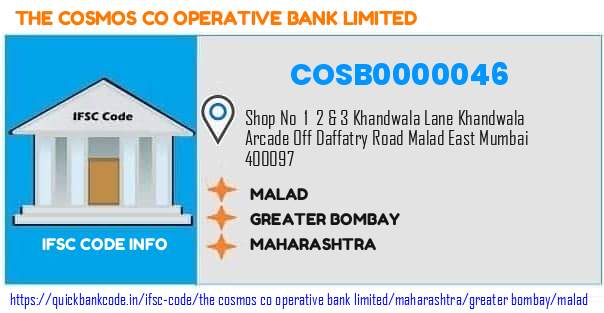 The Cosmos Co Operative Bank Malad COSB0000046 IFSC Code