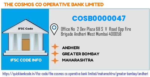The Cosmos Co Operative Bank Andheri COSB0000047 IFSC Code