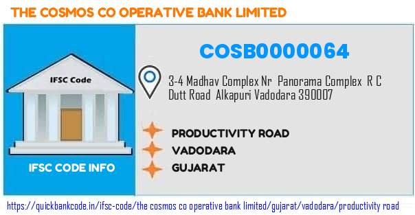 The Cosmos Co Operative Bank Productivity Road COSB0000064 IFSC Code