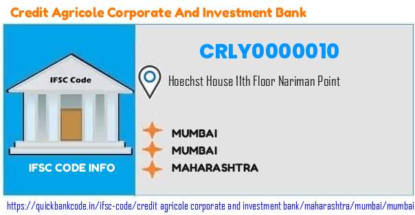 Credit Agricole Corporate And Investment Bank Mumbai CRLY0000010 IFSC Code