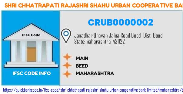 Shri Chhatrapati Rajashri Shahu Urban Cooperative Bank Main CRUB0000002 IFSC Code