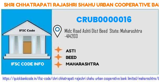 Shri Chhatrapati Rajashri Shahu Urban Cooperative Bank Asti CRUB0000016 IFSC Code