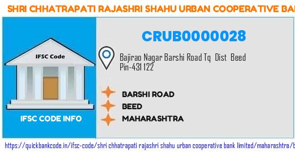 Shri Chhatrapati Rajashri Shahu Urban Cooperative Bank Barshi Road CRUB0000028 IFSC Code