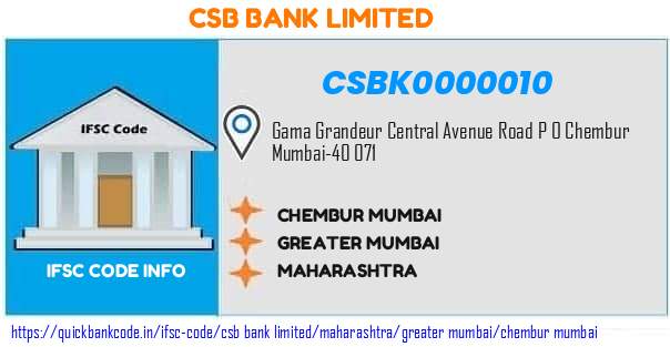 Csb Bank Chembur Mumbai CSBK0000010 IFSC Code