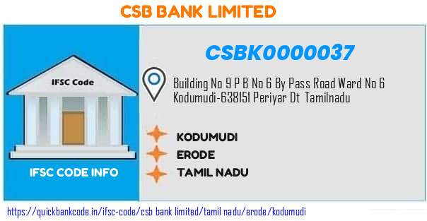 Csb Bank Kodumudi CSBK0000037 IFSC Code