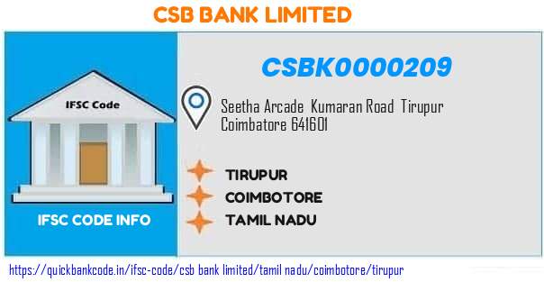 Csb Bank Tirupur CSBK0000209 IFSC Code