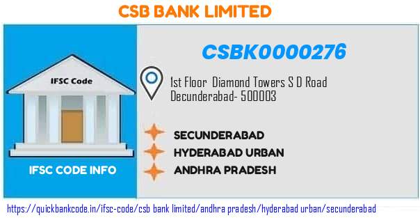 Csb Bank Secunderabad CSBK0000276 IFSC Code