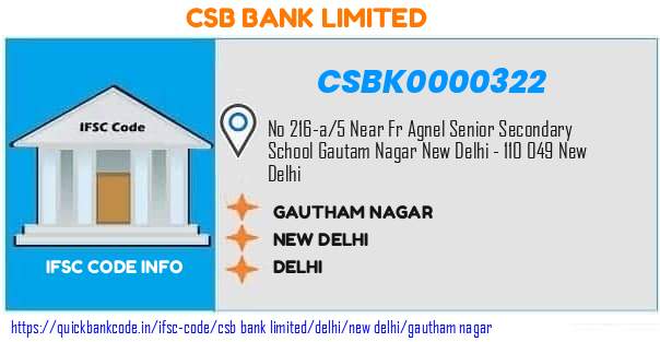 Csb Bank Gautham Nagar CSBK0000322 IFSC Code