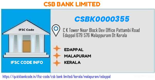 Csb Bank Edappal CSBK0000355 IFSC Code