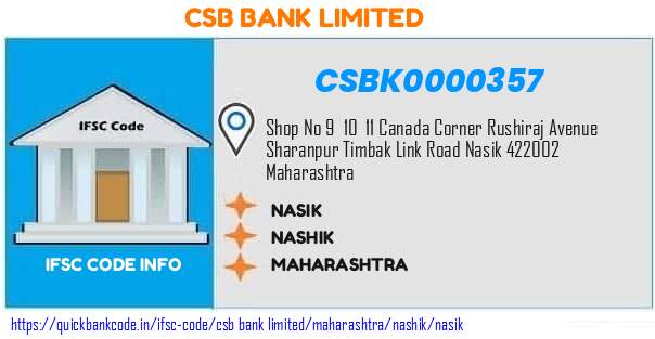 Csb Bank Nasik CSBK0000357 IFSC Code