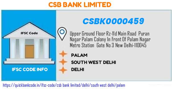 Csb Bank Palam CSBK0000459 IFSC Code
