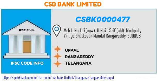 Csb Bank Uppal CSBK0000477 IFSC Code