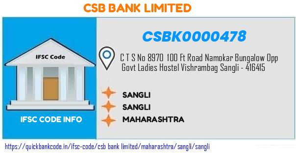 Csb Bank Sangli CSBK0000478 IFSC Code