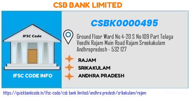 Csb Bank Rajam CSBK0000495 IFSC Code