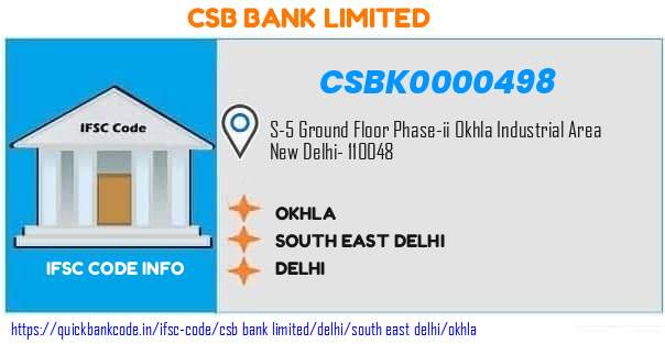 Csb Bank Okhla CSBK0000498 IFSC Code
