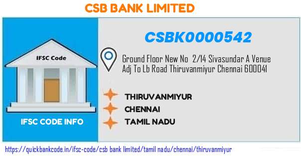 Csb Bank Thiruvanmiyur CSBK0000542 IFSC Code