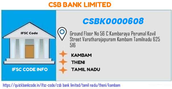 Csb Bank Kambam CSBK0000608 IFSC Code