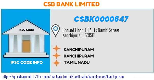 Csb Bank Kanchipuram CSBK0000647 IFSC Code