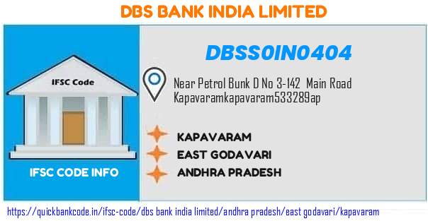 Dbs Bank India Kapavaram DBSS0IN0404 IFSC Code