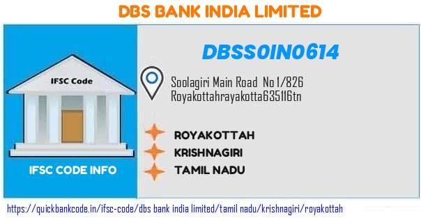Dbs Bank India Royakottah DBSS0IN0614 IFSC Code