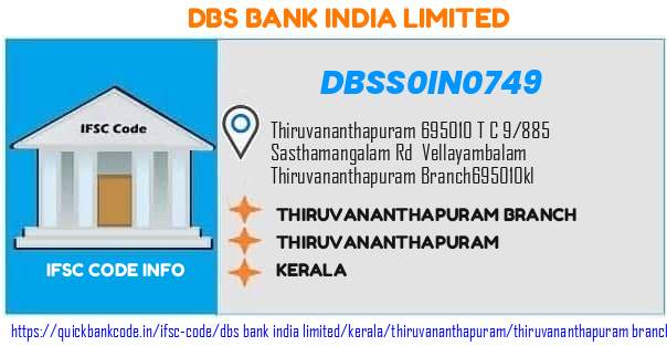 Dbs Bank India Thiruvananthapuram Branch DBSS0IN0749 IFSC Code