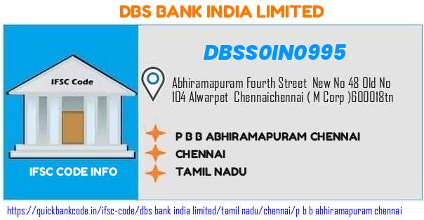 Dbs Bank India P B B Abhiramapuram Chennai DBSS0IN0995 IFSC Code
