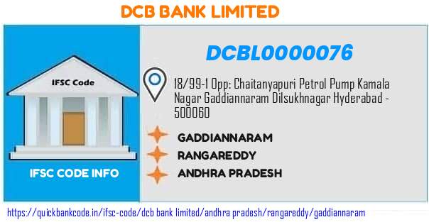 Dcb Bank Gaddiannaram DCBL0000076 IFSC Code
