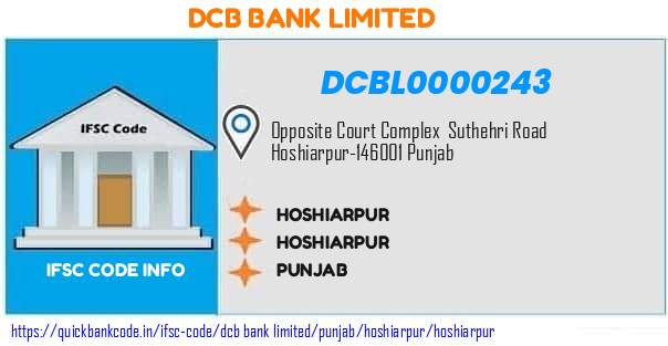 Dcb Bank Hoshiarpur DCBL0000243 IFSC Code