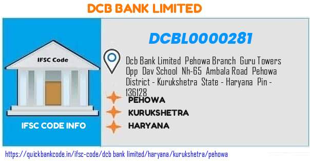 Dcb Bank Pehowa DCBL0000281 IFSC Code