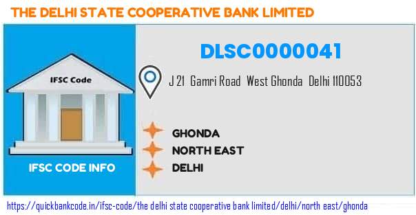 The Delhi State Cooperative Bank Ghonda DLSC0000041 IFSC Code