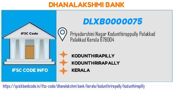 Dhanalakshmi Bank Kodunthirapilly DLXB0000075 IFSC Code