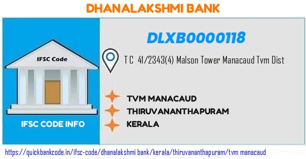 Dhanalakshmi Bank Tvm Manacaud DLXB0000118 IFSC Code