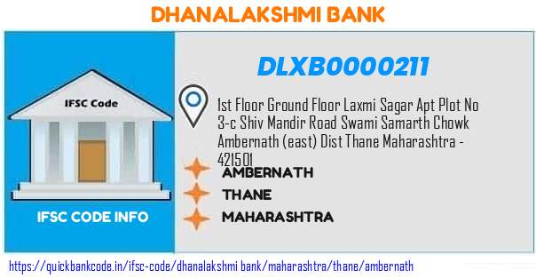 Dhanalakshmi Bank Ambernath DLXB0000211 IFSC Code