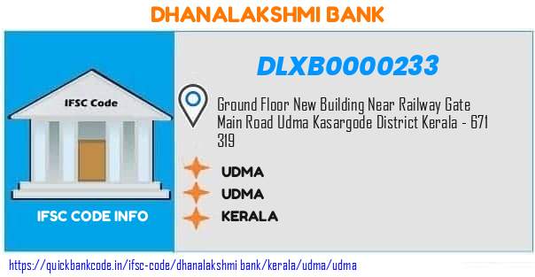Dhanalakshmi Bank Udma DLXB0000233 IFSC Code