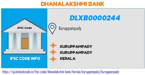 Dhanalakshmi Bank Kuruppampady DLXB0000244 IFSC Code