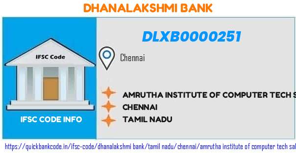 Dhanalakshmi Bank Amrutha Institute Of Computer Tech Saligramam DLXB0000251 IFSC Code