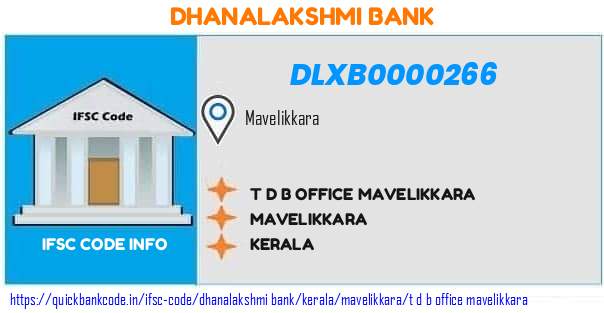 Dhanalakshmi Bank T D B Office Mavelikkara DLXB0000266 IFSC Code