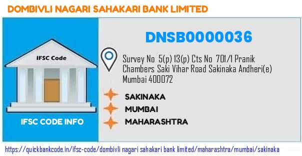 Dombivli Nagari Sahakari Bank Sakinaka DNSB0000036 IFSC Code