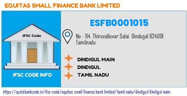 Equitas Small Finance Bank Dindigul Main ESFB0001015 IFSC Code