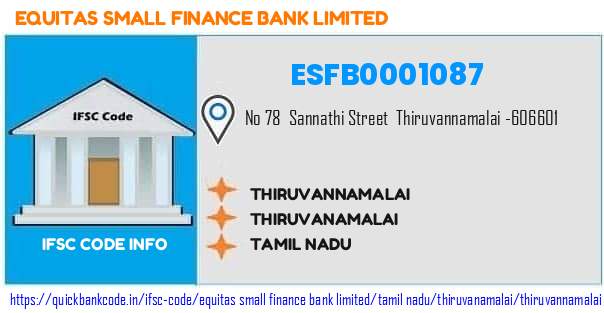 Equitas Small Finance Bank Thiruvannamalai ESFB0001087 IFSC Code