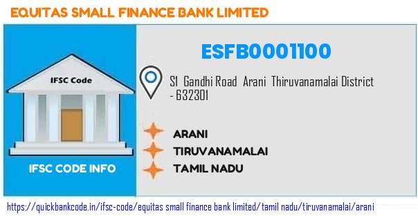 Equitas Small Finance Bank Arani ESFB0001100 IFSC Code