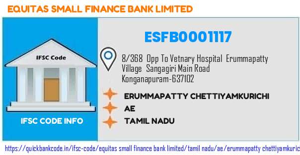 Equitas Small Finance Bank Erummapatty Chettiyamkurichi ESFB0001117 IFSC Code