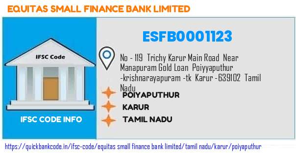 Equitas Small Finance Bank Poiyaputhur ESFB0001123 IFSC Code