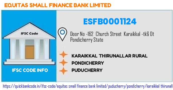 Equitas Small Finance Bank Karaikkal Thirunallar Rural ESFB0001124 IFSC Code
