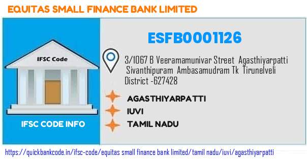 Equitas Small Finance Bank Agasthiyarpatti ESFB0001126 IFSC Code