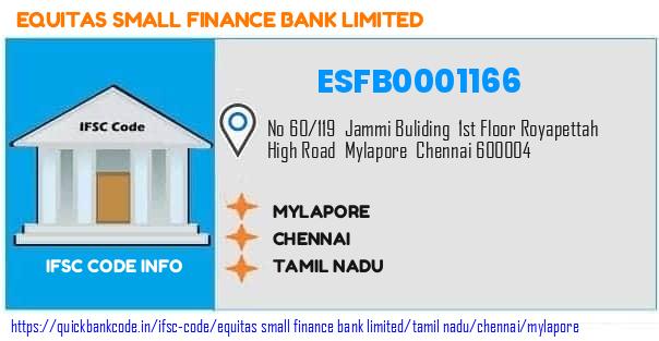 Equitas Small Finance Bank Mylapore ESFB0001166 IFSC Code