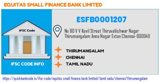 Equitas Small Finance Bank Thirumangalam ESFB0001207 IFSC Code