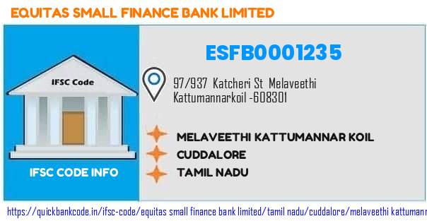 Equitas Small Finance Bank Melaveethi Kattumannar Koil ESFB0001235 IFSC Code