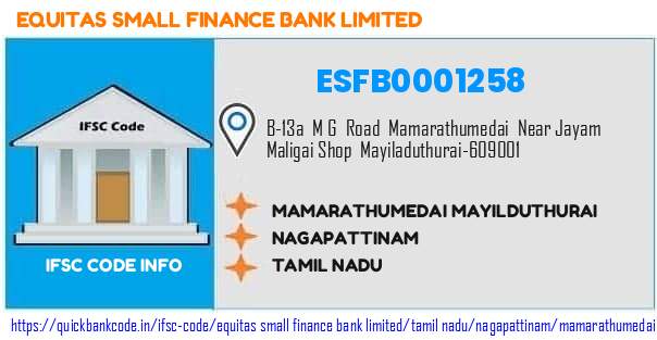 Equitas Small Finance Bank Mamarathumedai Mayilduthurai ESFB0001258 IFSC Code