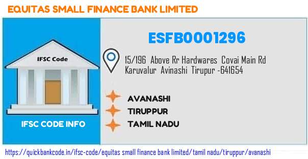 Equitas Small Finance Bank Avanashi ESFB0001296 IFSC Code
